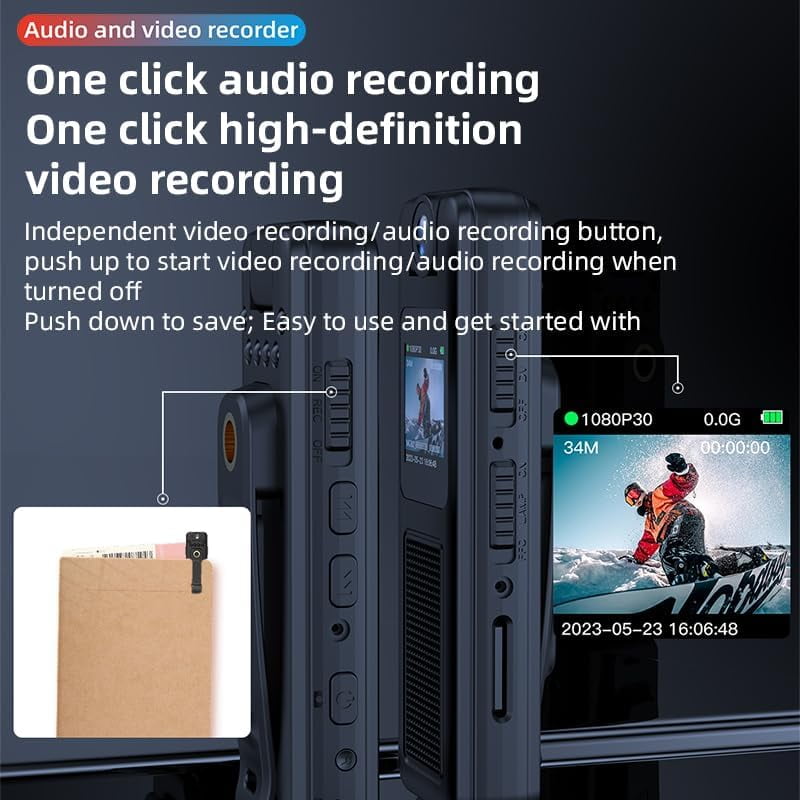 Mini Body Camera with Audio & Video Recording -1080p 64GB Camcorders -180° Rotatable Lens with Night Vision Loop Recording Worn Cams - for Personal Travel Walking Law Enforcement Outdoor
