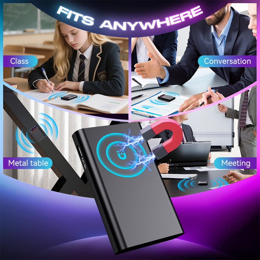Magnetic Voice Activated Recorder With Screen- (8500 Hours) Voice Recorder with DSP 4.0-AI Noise Cancellation-128GB Portable Recording Device Voice Recorder with Playback for Work Meetings Lectures