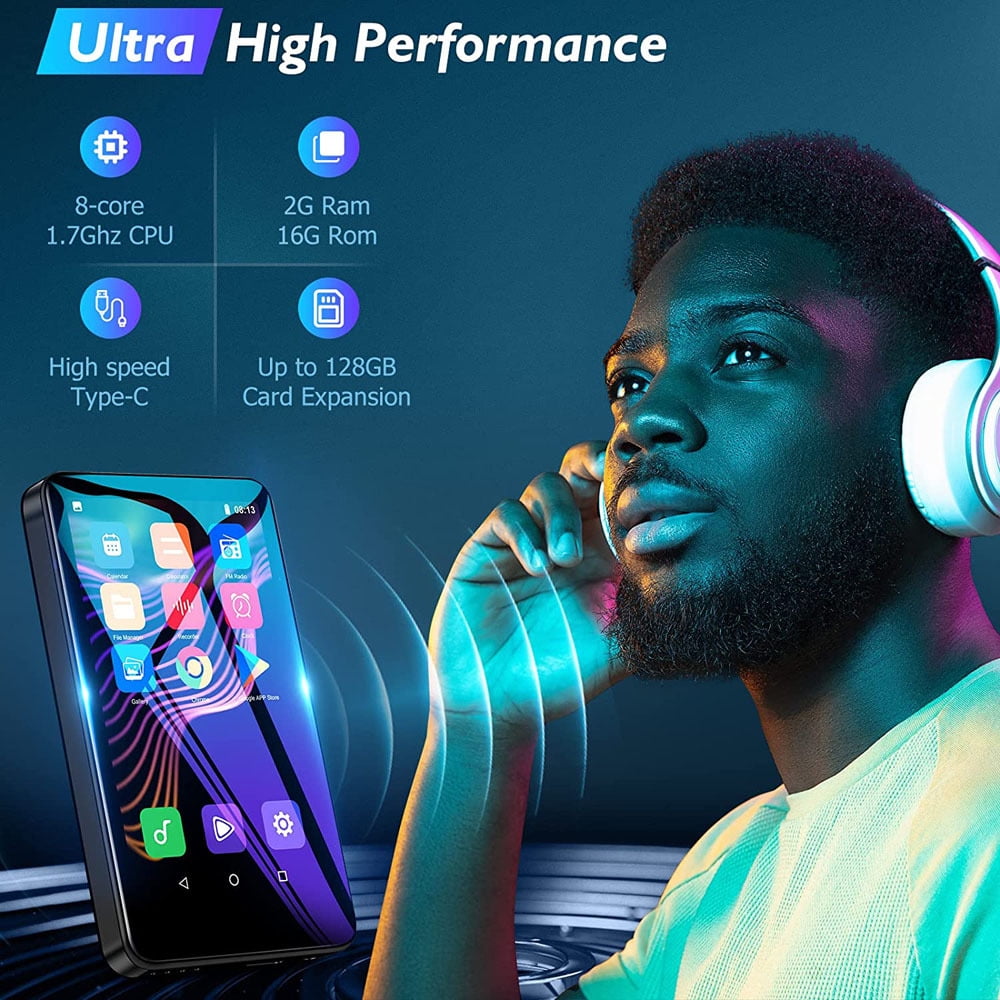 144GB MP3 Player with WiFi & Bluetooth 4” HD Full Touch MP4 Player 8-Core Android Music Player for Kids 2GB RAM & 16GB ROM 1500mAh Media Music Player with Spotify Audible Music App Play Store
